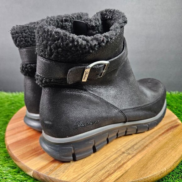 Skechers Synergy Diva Lane Boots Womens 10 Black Zip Buckle High Top Memory Foam - Picture 2 of 12